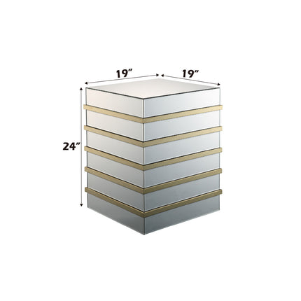 ACME 80332 Osma End Table, Mirrored & Gold