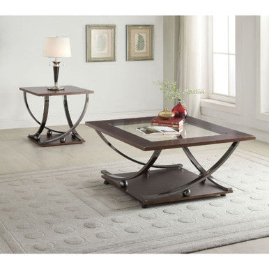 ACME 80355 Isiah Coffee Table, Black Nickel & Clear Glass ACME Furniture