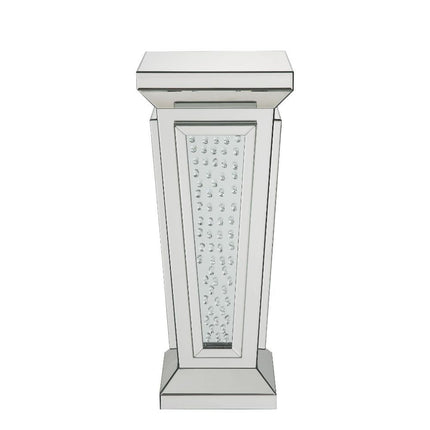 ACME 80392 Nysa Pedestal Stand, Mirrored & Faux Crystals