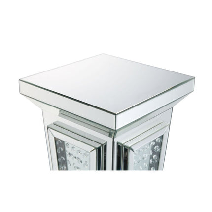 ACME 80392 Nysa Pedestal Stand, Mirrored & Faux Crystals