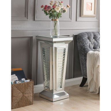 ACME 80392 Nysa Pedestal Stand, Mirrored & Faux Crystals ACME Furniture