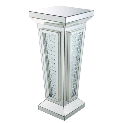 ACME 80392 Nysa Pedestal Stand, Mirrored & Faux Crystals