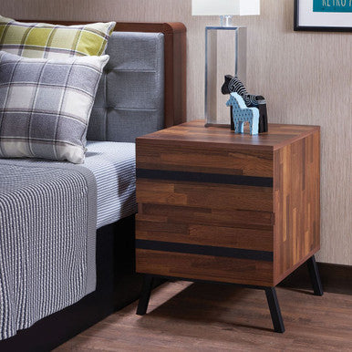 ACME 80622 Karine Nightstand/End Table, Walnut & Black ACME Furniture