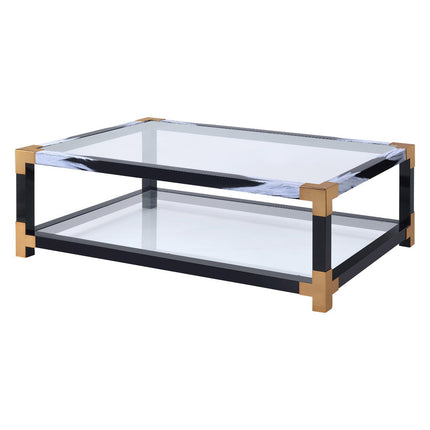 ACME 81000 Lafty Coffee Table, White Brushed & Clear Glass