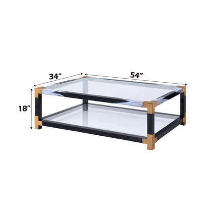 ACME 81000 Lafty Coffee Table, White Brushed & Clear Glass