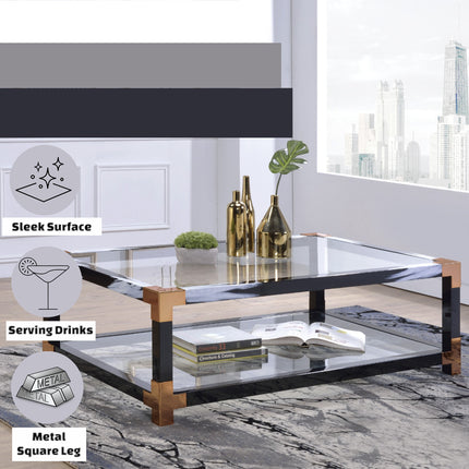 ACME 81000 Lafty Coffee Table, White Brushed & Clear Glass