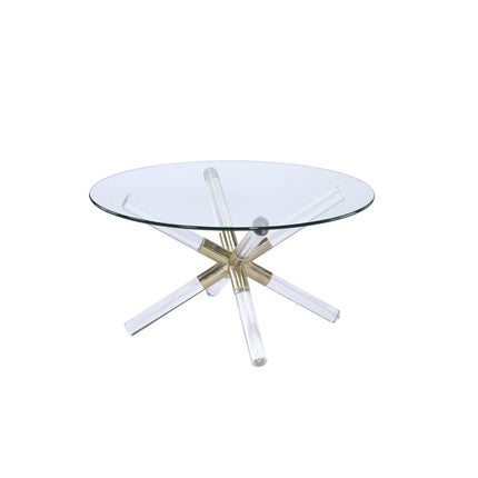 ACME 81025 Kalani Coffee Table, Gold, Clear Acrylic & Clear Glass (1Set/2Ctn)