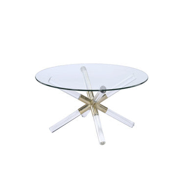 ACME 81025 Kalani Coffee Table, Gold, Clear Acrylic & Clear Glass (1Set/2Ctn) ACME Furniture