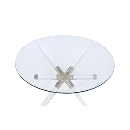 ACME 81025 Kalani Coffee Table, Gold, Clear Acrylic & Clear Glass (1Set/2Ctn)