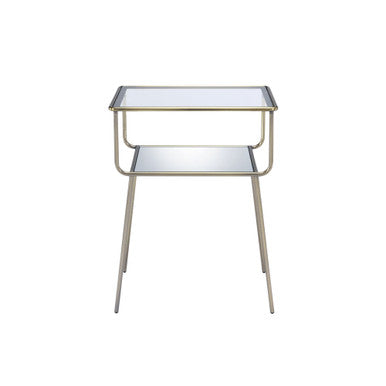 ACME 81032 Rhodie End Table, Antique Gold, Mirror & Clear Glass ACME Furniture