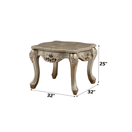 ACME 81042 Ranita End Table, Marble & Champagne