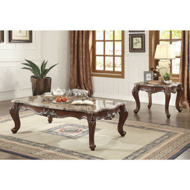 ACME 81050 Shalisa Coffee Table, Marble & Walnut ACME Furniture