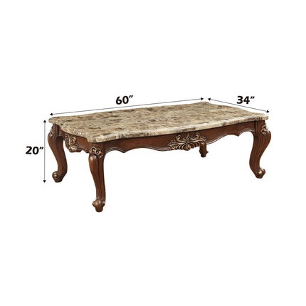 ACME 81050 Shalisa Coffee Table, Marble & Walnut
