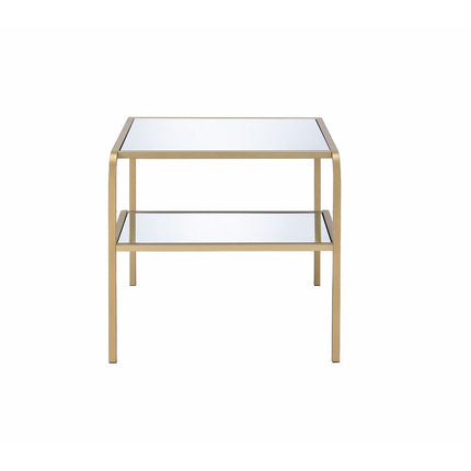 ACME 81092 Astrid End Table, Gold & Mirror