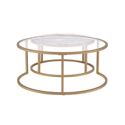 ACME 81110 Shanish 2 Piece Pack Nesting Table Set, Faux Marble & Gold