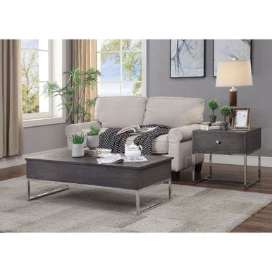ACME 81170 Iban - Coffee Table with Lift Top, Gray Oak & Chrome ACME Furniture