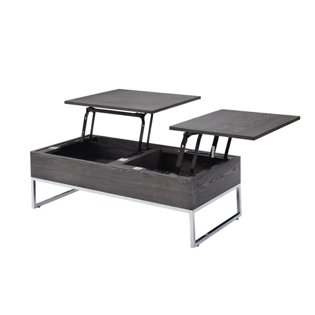 ACME 81170 Iban - Coffee Table with Lift Top, Gray Oak & Chrome