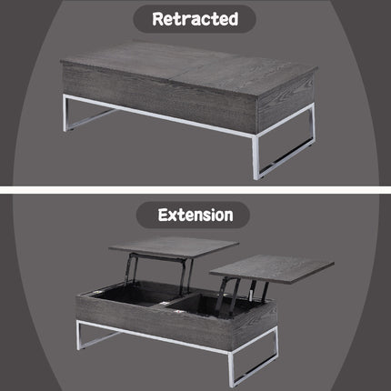 ACME 81170 Iban - Coffee Table with Lift Top, Gray Oak & Chrome