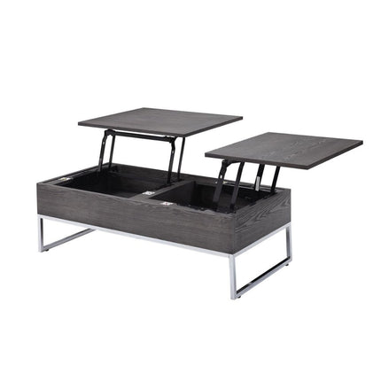 ACME 81170 Iban - Coffee Table with Lift Top, Gray Oak & Chrome