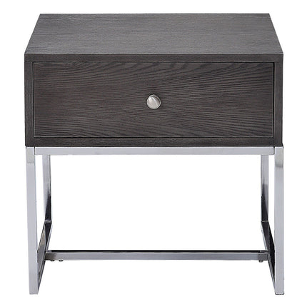 ACME 81172 Iban - End Table, Gray Oak & Chrome