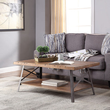 ACME 81175 Ikram Coffee Table, Weathered Oak & Sandy Black ACME Furniture