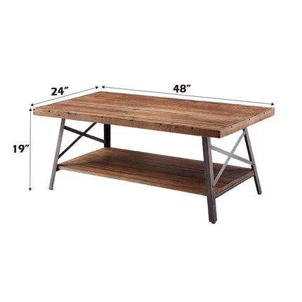 ACME 81175 Ikram Coffee Table, Weathered Oak & Sandy Black