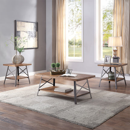 ACME 81175 Ikram Coffee Table, Weathered Oak & Sandy Black
