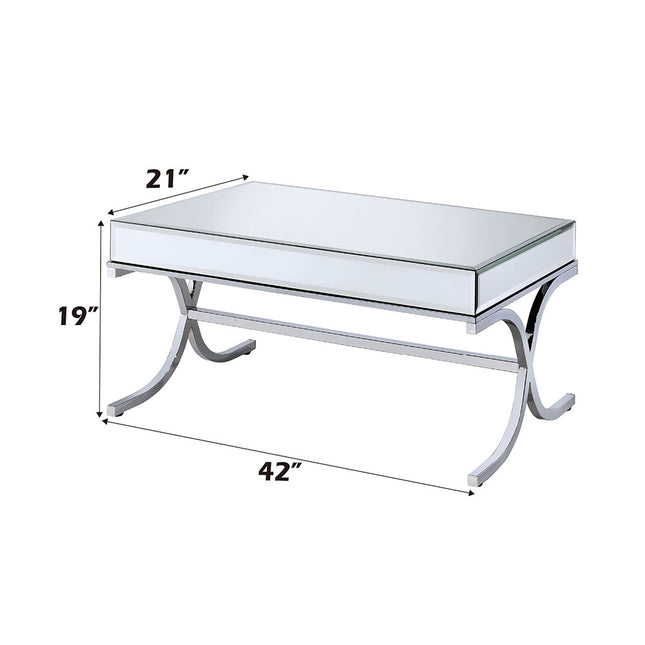 ACME 81195 Yuri Coffee Table, Mirrored Top & Chrome