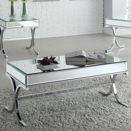 ACME 81195 Yuri Coffee Table, Mirrored Top & Chrome