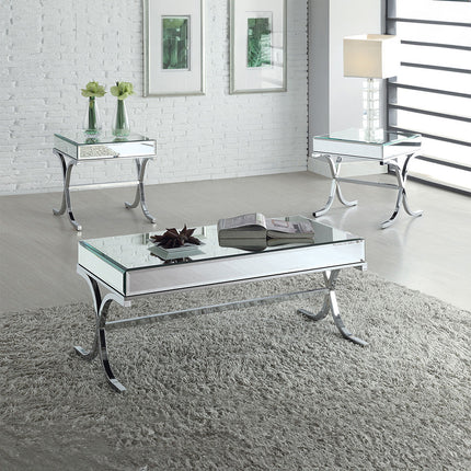 ACME 81195 Yuri Coffee Table, Mirrored Top & Chrome