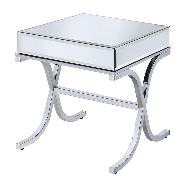 ACME 81197 Yuri End Table, Mirrored Top & Chrome