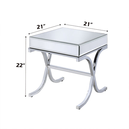 ACME 81197 Yuri End Table, Mirrored Top & Chrome