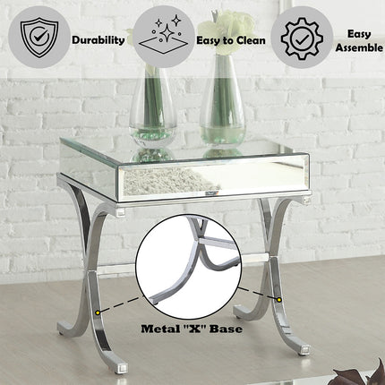 ACME 81197 Yuri End Table, Mirrored Top & Chrome