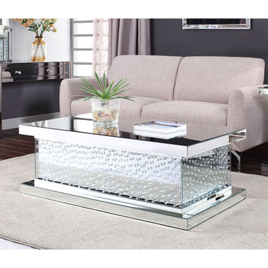 ACME 81410 Nysa Coffee Table, Mirrored & Faux Crystals ACME Furniture
