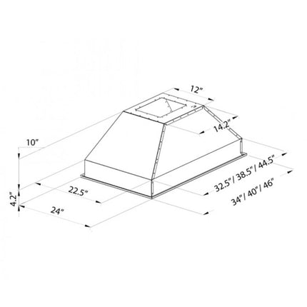 ZLINE 46" Ducted Island Mount Range Hood Insert in Stainless Steel (824i-46)