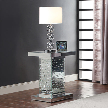 ACME 81412 Nysa End Table, Mirrored & Faux Crystals