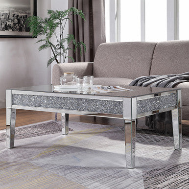 ACME 81415 Noralie Coffee Table, Mirrored & Faux Diamonds ACME Furniture