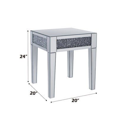 ACME 81417 Noralie End Table, Mirrored & Faux Diamonds