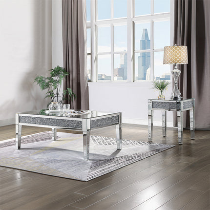 ACME 81417 Noralie End Table, Mirrored & Faux Diamonds