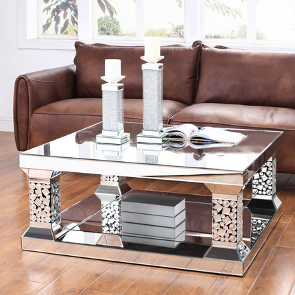 ACME 81425 Kachina Coffee Table, Mirrored & Faux Gem