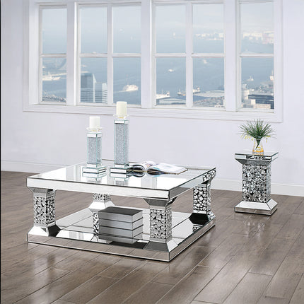 ACME 81425 Kachina Coffee Table, Mirrored & Faux Gem
