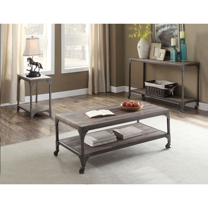 ACME 81445 Gorden Coffee Table, Weathered Oak & Antique Nickel