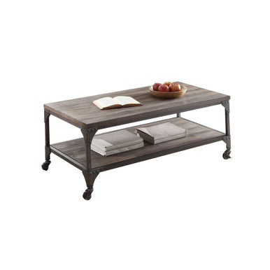 ACME 81445 Gorden Coffee Table, Weathered Oak & Antique Nickel ACME Furniture