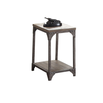 ACME 81447 Gorden End Table, Weathered Oak & Antique Nickel