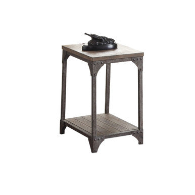 ACME 81447 Gorden End Table, Weathered Oak & Antique Nickel ACME Furniture