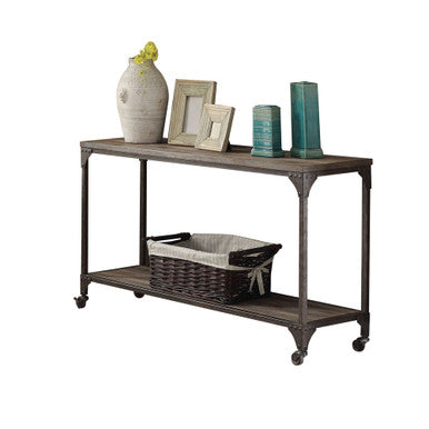 ACME 81449 Gorden Sofa Table, Weathered Oak & Antique Nickel ACME Furniture