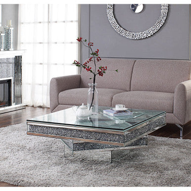 ACME 81465 Noralie Coffee Table, Mirrored & Faux Diamonds ACME Furniture