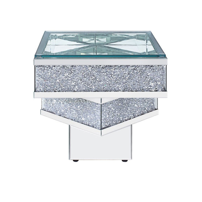 ACME 81467 Noralie End Table, Mirrored & Faux Diamonds