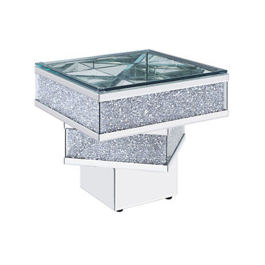 ACME 81467 Noralie End Table, Mirrored & Faux Diamonds ACME Furniture