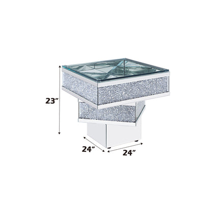 ACME 81467 Noralie End Table, Mirrored & Faux Diamonds